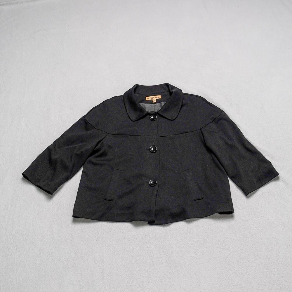 Notations Black Cropped Swing Jacket - Mod Style - Large